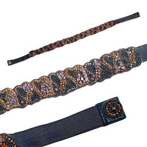 Anthropologie Small Jeweled Beaded Belt Blue